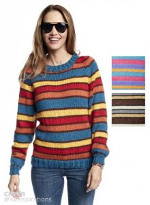 Adult Knit Crew Neck Striped Pullover