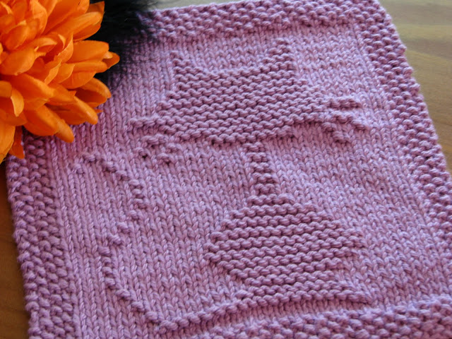 Knitting Patterns Galore Halloween Cat Dishcloth