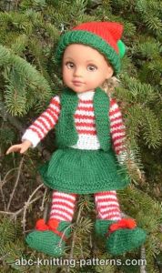 Santa's Elf Outfit for 14 inch Dolls