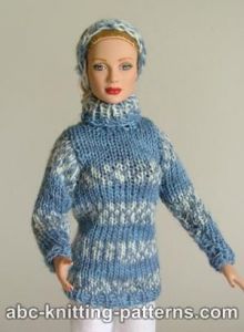Fair Isle Sweater and Headband for Fashion 16 inch Dolls by Robert Tonner