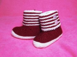 Boot Style Red and White Baby Booties