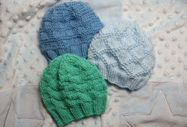 Knitting Patterns Galore Textured Baby Hats for Straight Needles