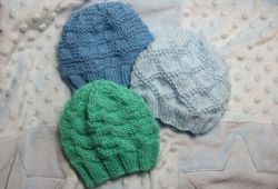 Textured Baby Hats for Straight Needles