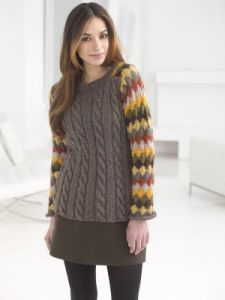 Striped And Cabled Pullover