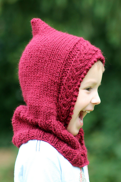 Knitting Patterns Galore Little Red Hooded Cowl