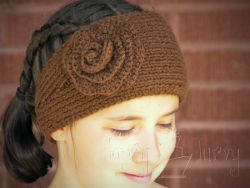 Knit Earwarmer with Crochet Flower