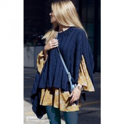 Reversible Ribbed Knit Poncho