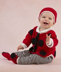 Sweet Lady Bug Baby Cardigan and Hat