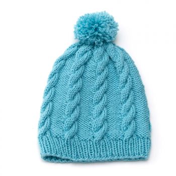 Cabled Pompom Hat
