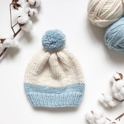 Knitting Patterns Galore - Basic Two-Tones Hat With Pompom