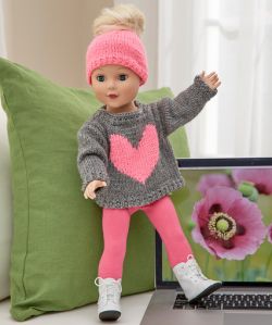 Love My Doll Sweater & Messy Bun Hat