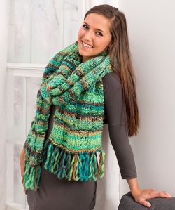 Fringed Eyelet Scarf