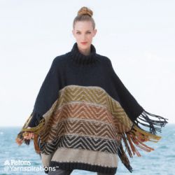 Reverse Fair Isle Knit Poncho