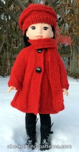 Doll Broadway Coat with Scarf Collar and Beret