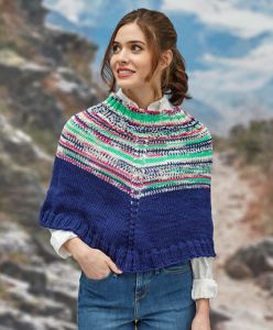 Faux Fair Isle Knit Poncho