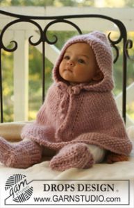 Knitted Poncho with Hood and Booties