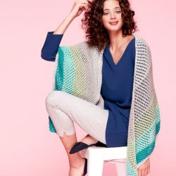 Eyelet Stripes Knit Shawl