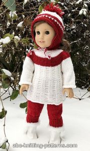 American Girl Doll tunique rouge et blanche