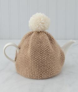 Seed Stitch Pompom Tea Cozy