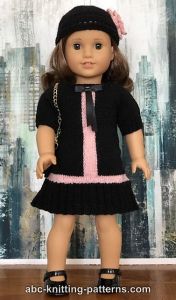 American Girl Doll robe de soirée noire et rose