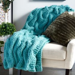 Bernat Jumbo Tuck Stitch Shadow Cables Blanket