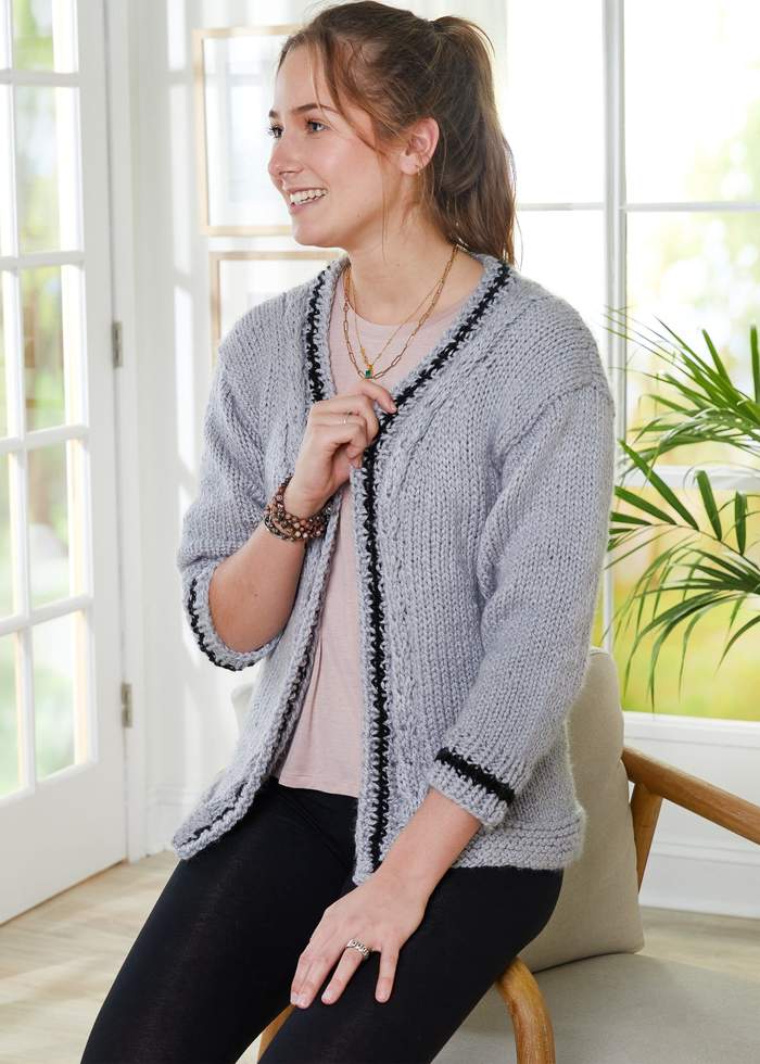 Knitting Patterns Galore - Varsity Cardigan