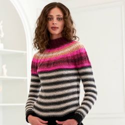 Ribs and Stripes Knit Yoke Sweater