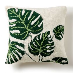 Tropical Leaf Knit Pillow
