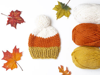 Candy Corn Pompom Hat