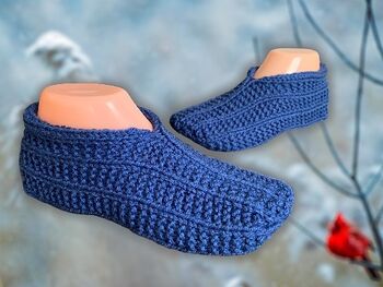 Easy to Knit One Piece Rolled Cuff Slippers