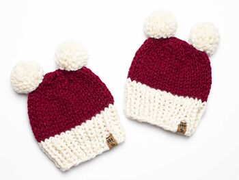 Santa Double Pompom Christmas Hat