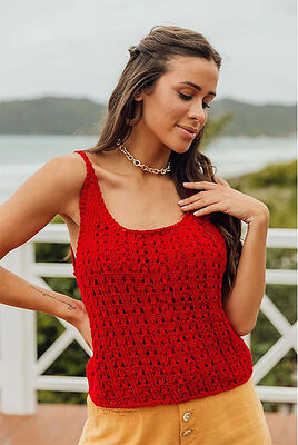 Knitting Patterns Galore - Circulo Red Tank Top