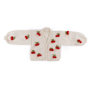 Cardigan With Crochet Cherry