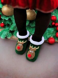 Family Christmas Reindeer Slippers