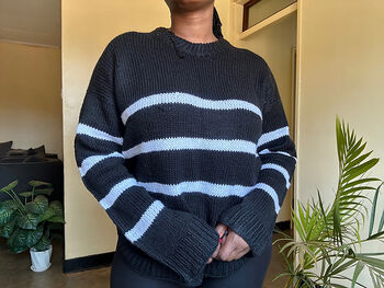 Drop Shoulder Stripped Sweater