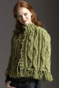Cabled Cape with Fringe