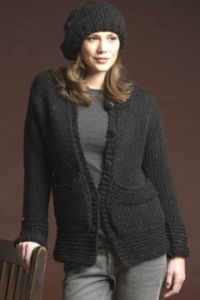 Cardigan with Stitch Detail & Beret
