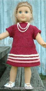 American Girl Doll Raglan Banded Dress