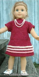 American Girl Doll Raglan Banded Dress