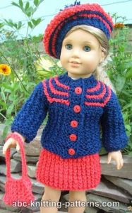 Tenue vintage de poupée American Girl (Cardigan et jupe)
