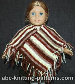 American Girl Doll Poncho au point jarretière facile à partir de fils restants