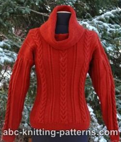 Cowl Neck Sweater with Cables