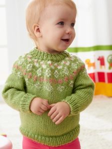 Girls' Garden Flowers Fair Isle Yoke Sweater