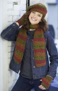 Shaded Knit Trio - Hat, Scarf, Wristers