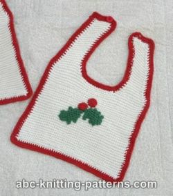 Knitted Baby Christmas Bib with Crochet Edging