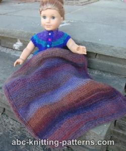 Easy Garter Stitch Blanket with Applied I-cord for a Doll