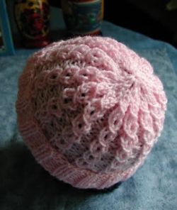 Baby Hat in Eyelet Mock Cable Rib