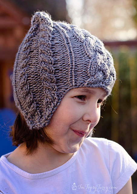 Knitting Patterns Galore - Cable Beanie with Earflaps