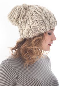 Cabled Tassel Hat