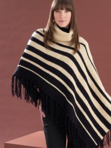 Asymmetrical Striped Poncho